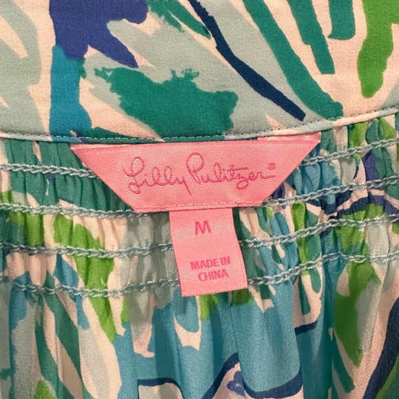 Lilly Pulitzer Sunny Shoulder Elsa Top in Agate Green Lazy River (Medium) - Picture 9 of 13